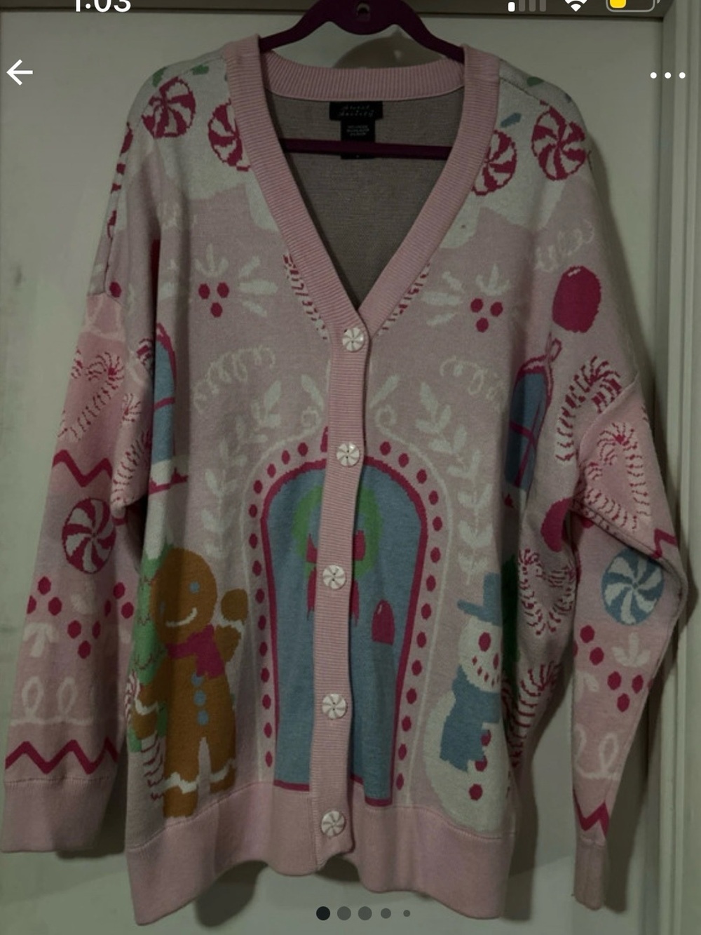 Torrid Pink Gingerbread Snowman Christmas Button Up Cardigan
